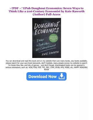 Download [PDF] Doughnut Economics: Seven Ways to Think Like a 21st-Century Economist $BOOK^ By  Kate Raworth (Author)