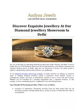 Discover Exquisite Jewellery At Our Diamond Jewellery Showroom In Delhi