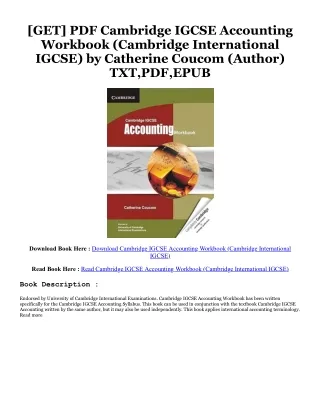 (ePub) Read Cambridge IGCSE Accounting Workbook (Cambridge International IGCSE)