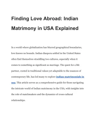 The Dos and Don'ts of Indian Matrimony USA