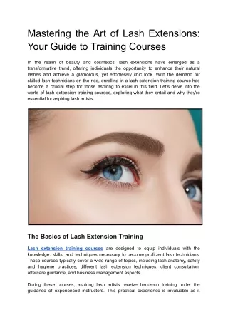 Mastering the Art of Lash Extensions_ Your Guide to Training Courses