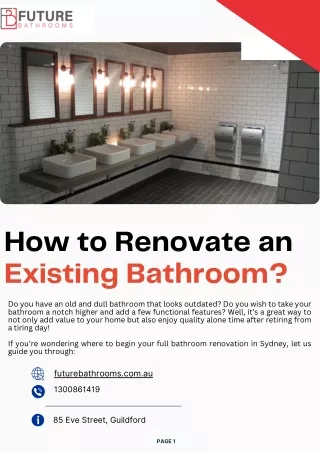 How to Renovate an Existing Bathroom?