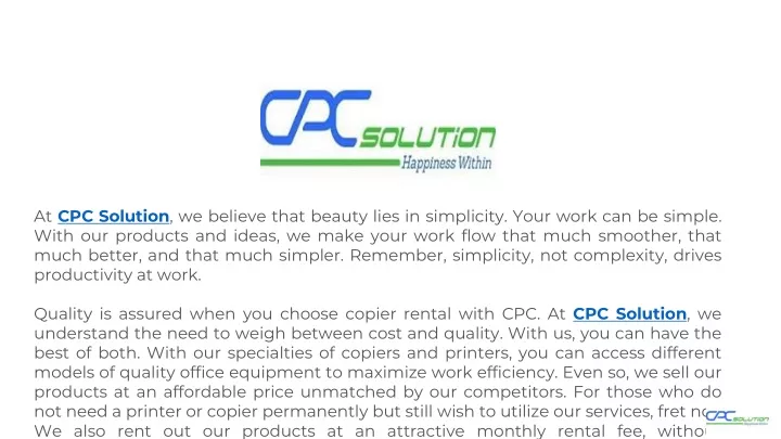 at cpc solution we believe that beauty lies