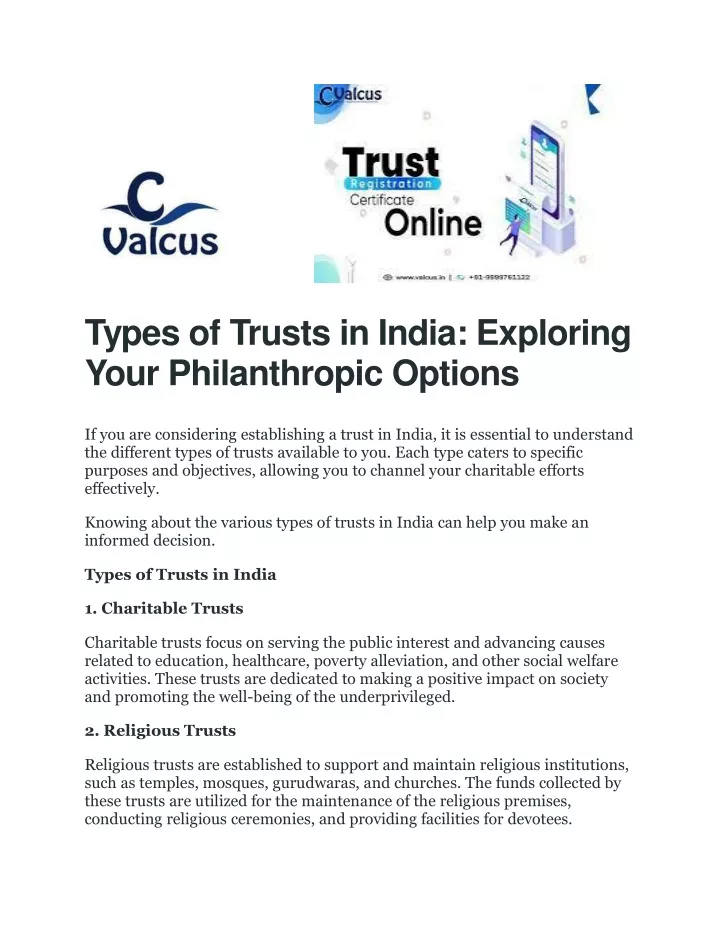 types of trusts in india exploring your