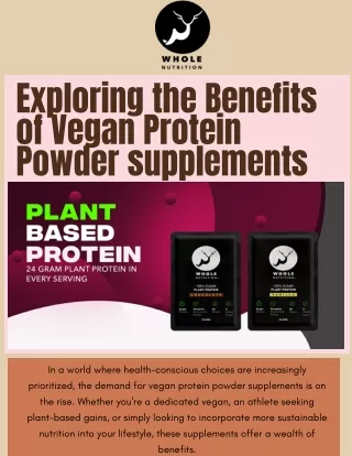 Vegan Protein Powder Supplements for Optimal Wellness | Whole Nutrition