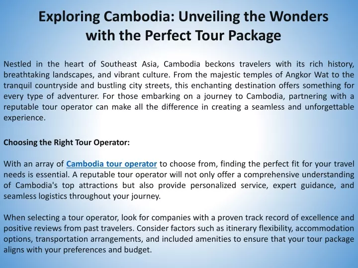 exploring cambodia unveiling the wonders with