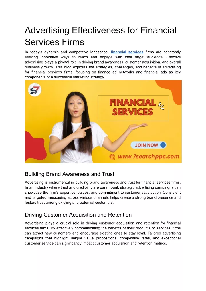 advertising effectiveness for financial services