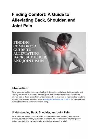Finding Comfort_ A Guide to Alleviating Back, Shoulder, and Joint Pain