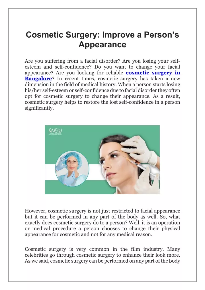 cosmetic surgery improve a person s appearance