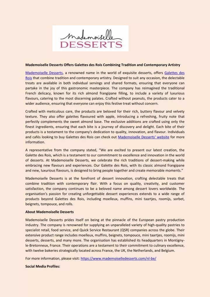 mademoiselle desserts offers galettes des rois