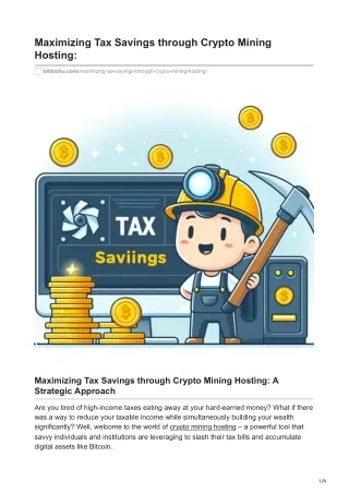 Maximizing Tax Savings through Crypto Mining Hosting A Strategic Approach