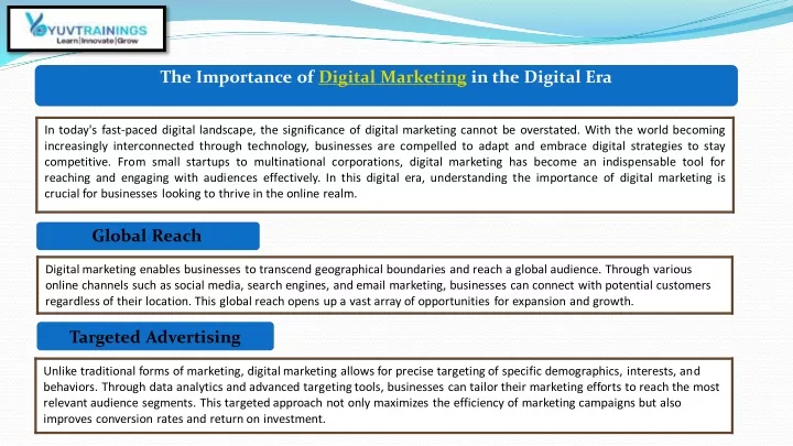 the importance of digital marketing