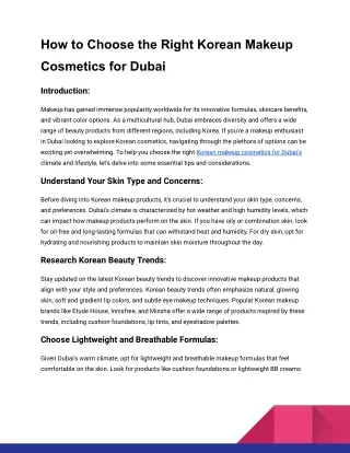 How to Choose the Right Korean Makeup Cosmetics for Dubai