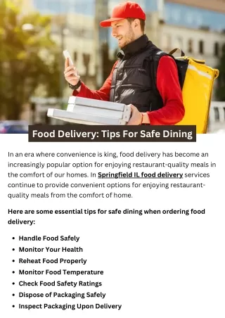 Food Delivery: Tips For Safe Dining