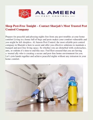 Contact Sharjah’s Most Trusted Pest Control Company