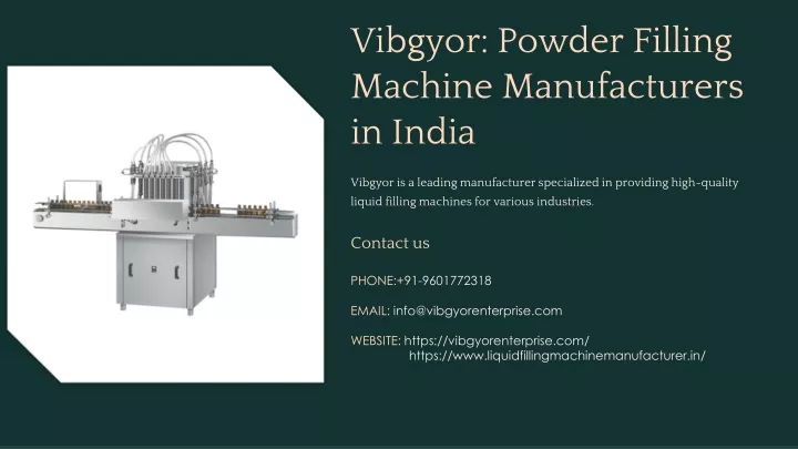 vibgyor powder filling machine manufacturers