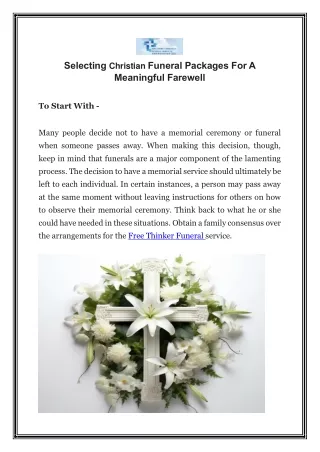 Selecting Christian Funeral Packages For A Meaningful Farewell