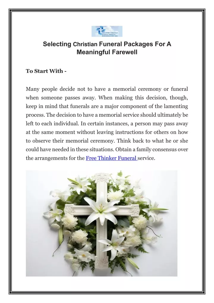 selecting christian funeral packages