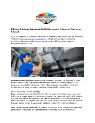 Enhancing Workplace Climate: The Role of Commercial HVAC Companies