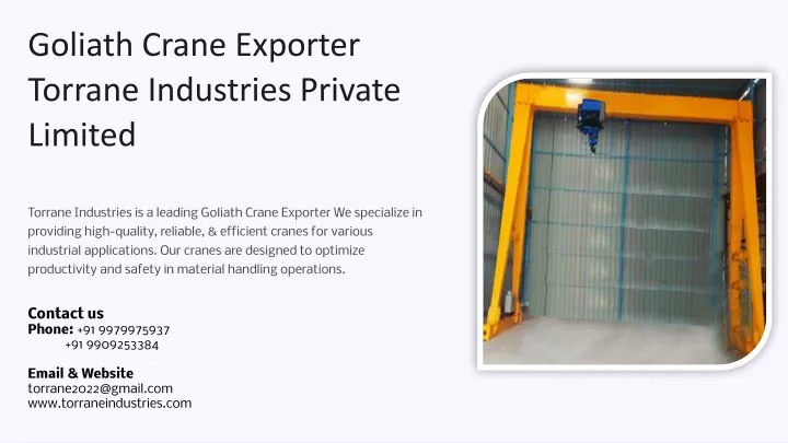 goliath crane exporter torrane industries private