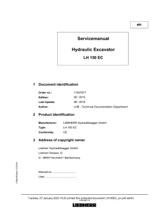 LIEBHERR LH150EC Hydraulic Excavator Service Repair Manual