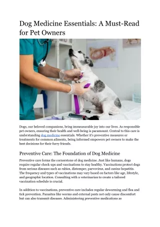 Dog Medicine Essentials_ A Must-Read for Pet Owners
