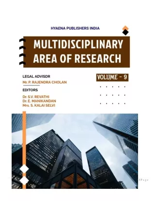 MULTIDISCIPLINARY AREA OF RESEARCH VOLUME-9 - HPIRR JOURNAL - PUBLISH BY HYANEA