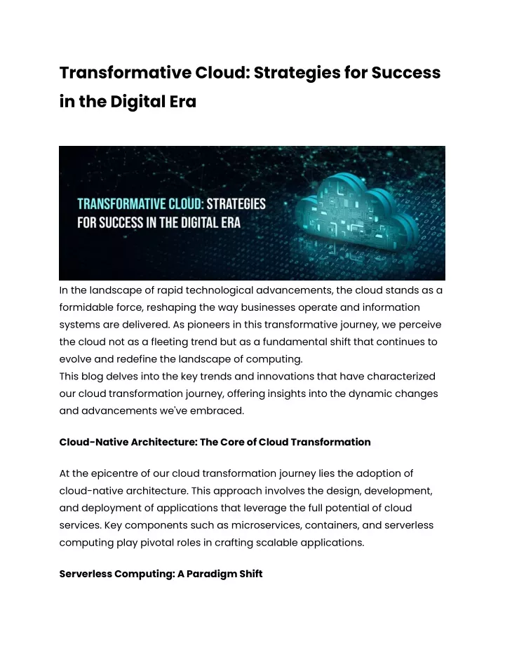 transformative cloud strategies for success