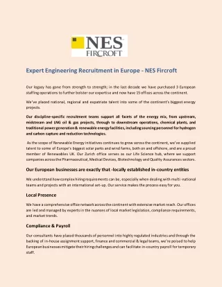 Expert Engineering Recruitment in Europe - NES Fircroft