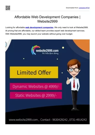 Affordable Web Development Companies | Website2999