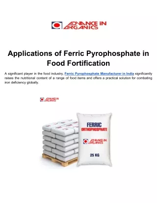 Ferric Pyrophosphate Manufacturer in India