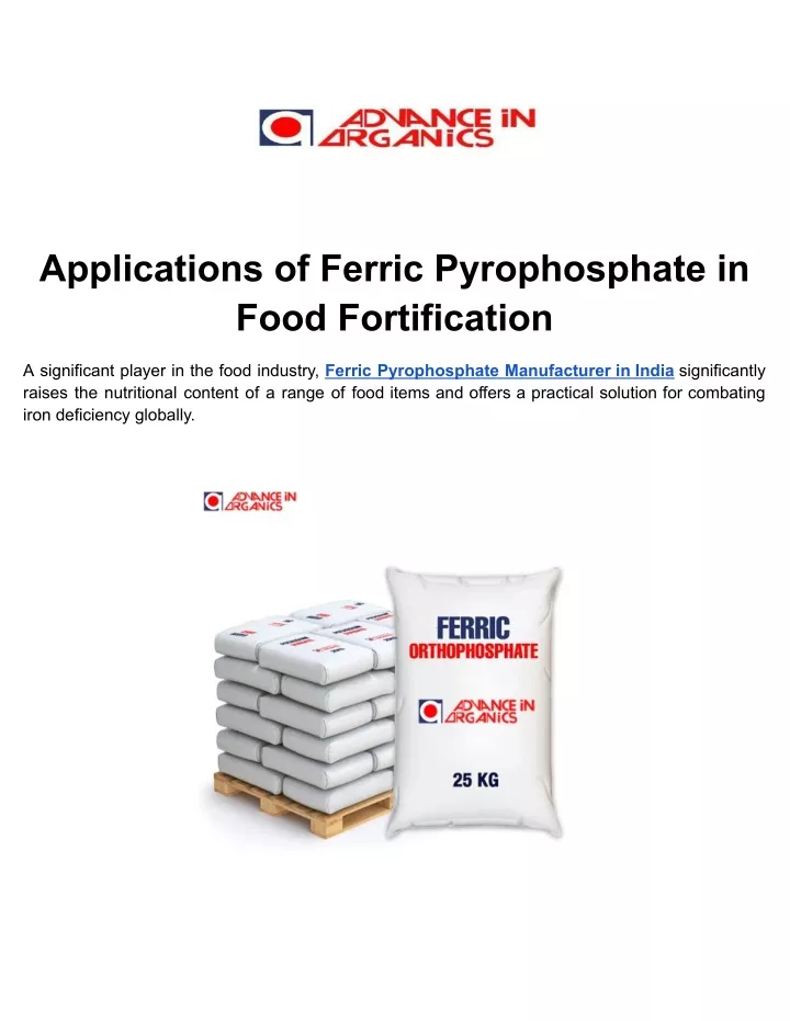 applications of ferric pyrophosphate in food