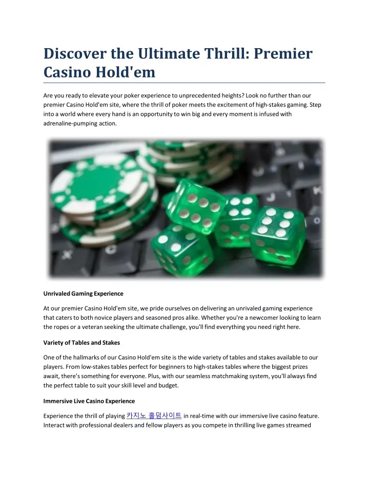 discover the ultimate thrill premier casino hold em