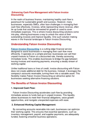 enhancing cash flow management with falcon