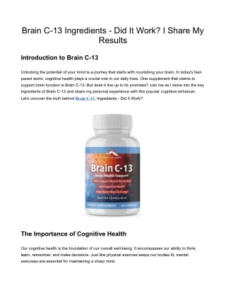 brain c 13 ingredients did it work i share