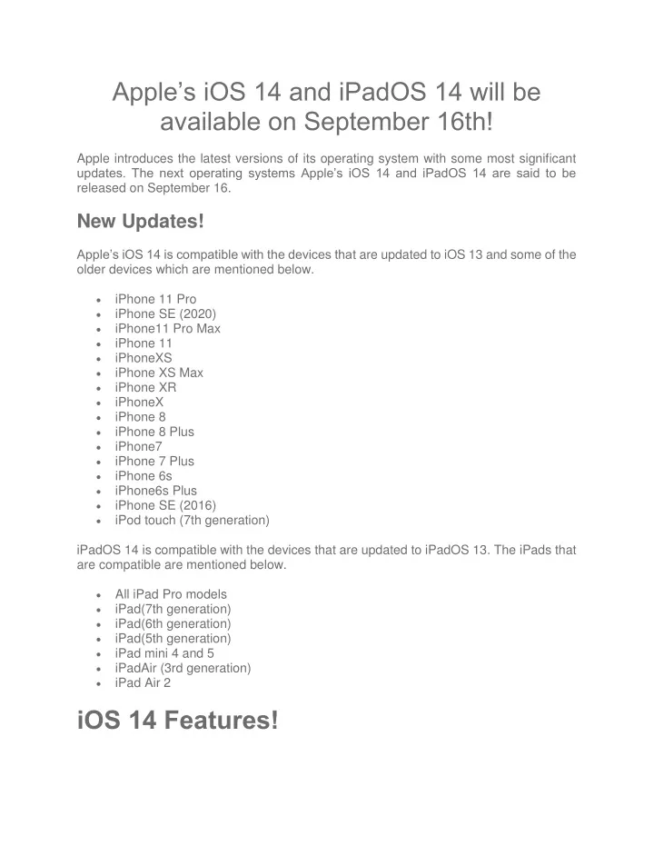apple s ios 14 and ipados 14 will be available