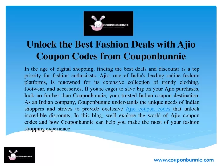 unlock the best fashion deals with ajio coupon codes from couponbunnie