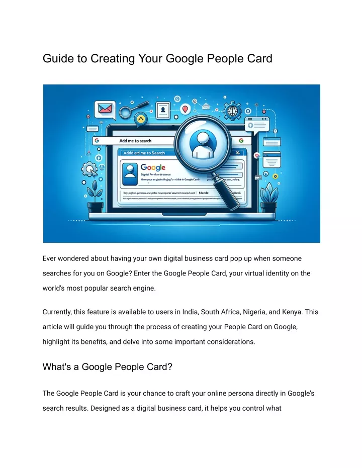 guide to creating your google people card