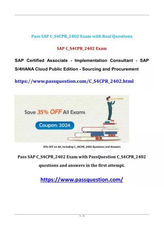 SAP C_S4CPR_2402 Practice Test Questions