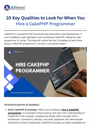 10 Key Qualities to Look for When You Hire a CakePHP Programmer