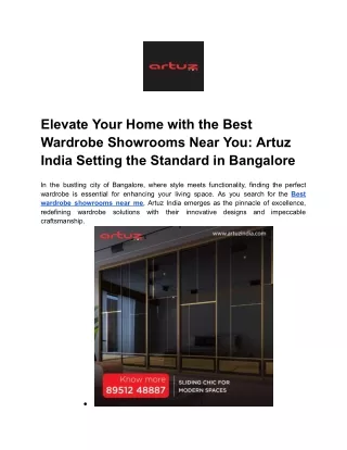 Elevate Your Home with the Best Wardrobe Showrooms Near You_ Artuz India Setting the Standard in Bangalore