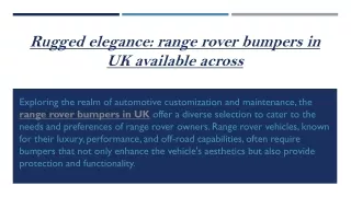 Rugged elegance range rover bumpers in UK available across