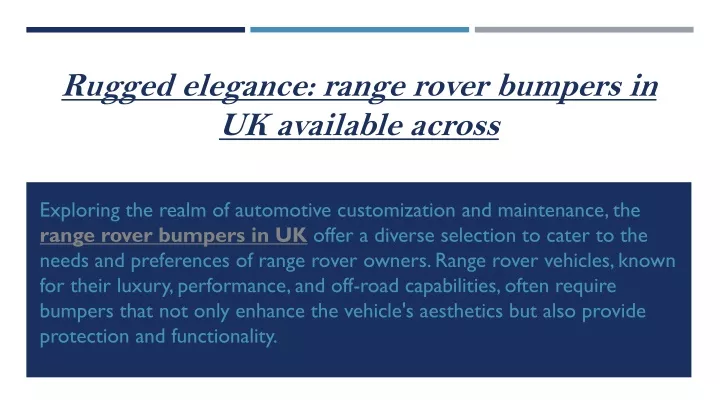 rugged elegance range rover bumpers in uk available across