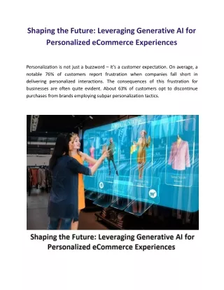 Shaping the Future: Leveraging Generative AI for Personalized eCommerce Experien