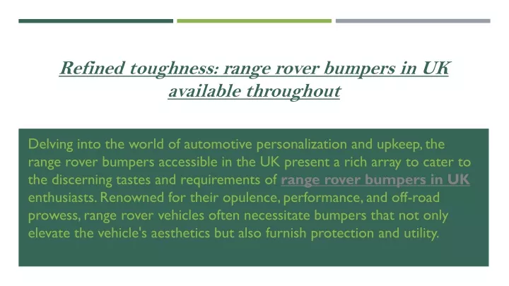 refined toughness range rover bumpers in uk available throughout
