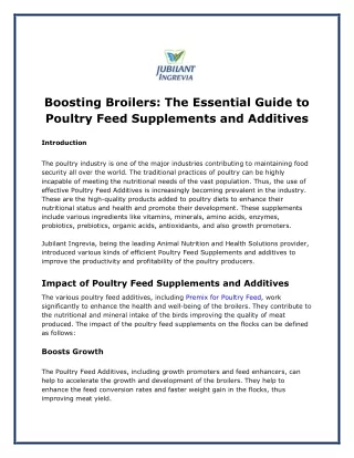 The Essential Guide to Poultry Feed Supplements and Additives