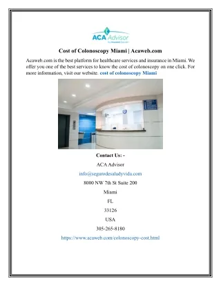 Cost of Colonoscopy Miami | Acaweb.com