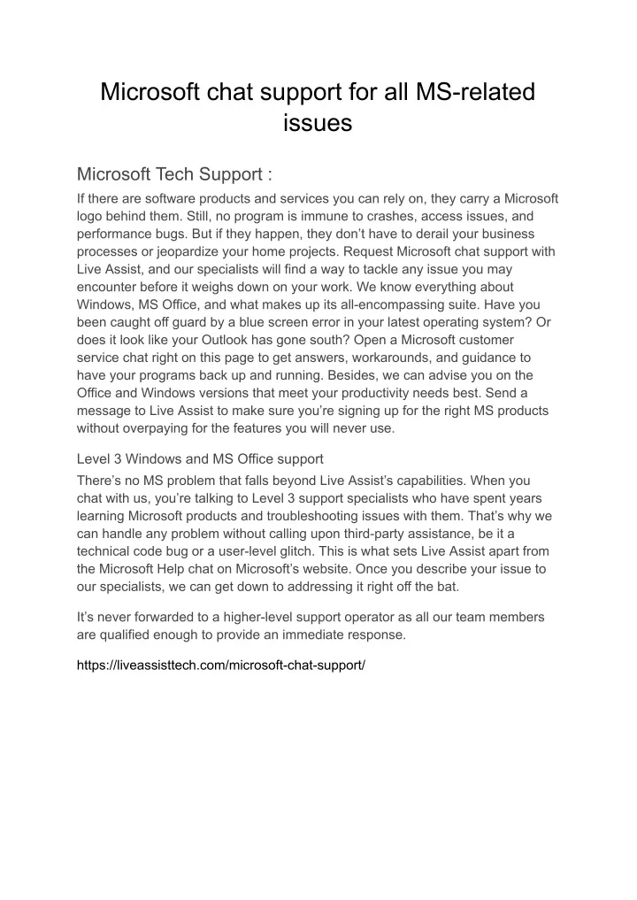 microsoft chat support for all ms related issues