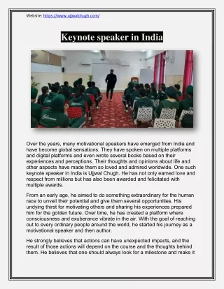 Best Keynote Speaker in Delhi, India