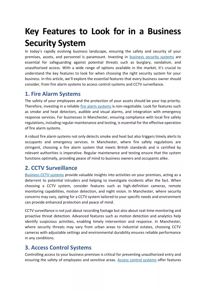 key features to look for in a business security